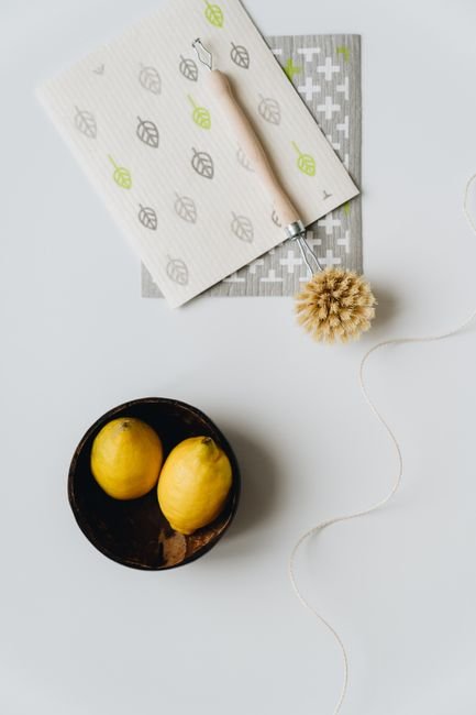 Citrons et brosse de nettoyage naturel